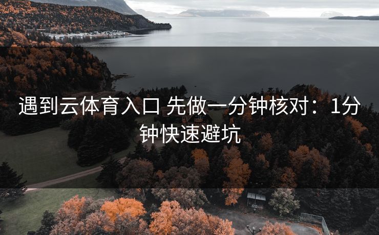 遇到云体育入口 先做一分钟核对：1分钟快速避坑